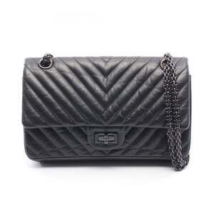 Chanel 2.55 Chevron V-stitch Double Flap Shoulder Bag Handbag Leather Women's...